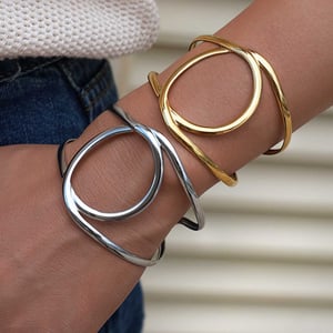 1 Piece Simple  Natural Irregular Shape  Stainless Steel  Women's Cuff Bracelets h5 Picture3