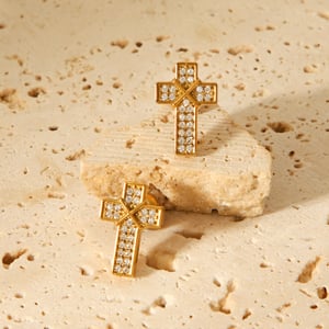 1 Pair Daily Cross Stainless Steel  Zircon Women's Stud Earrings h5 Picture5