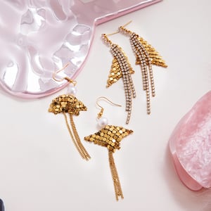 1 Pair Luxurious Tassel Stainless Steel Gold Color Zircon Women's Dangle Earrings h5 Picture4