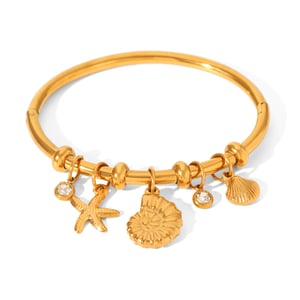 1 Piece Daily Turtle Stainless Steel   Gold Color  Zircon Women's Bangles h5 Picture6