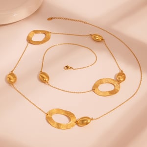 1 Piece Simple Hammer Pattern Stainless Steel Gold Color Women's Long Necklaces h5 Picture3