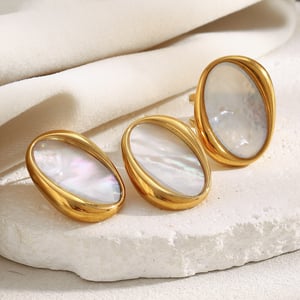1 Piece Retro Oval Stainless Steel Gold Color Shell Statement Rings h5 Picture3