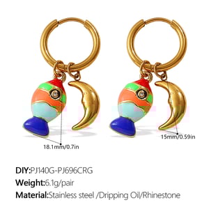 1 Pair Oceanic Stainless Steel Gold Color Drop Earrings h5