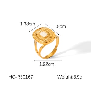 1 Piece Sun Shape Stainless Steel Gold Color Shell Statement Ring h5 Picture2