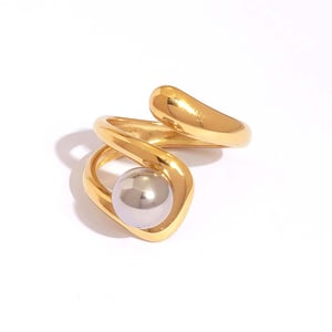 1 Piece  Mixed Gold Color And Silver Colors Stainless Steel Women’s Statement Rings h5 