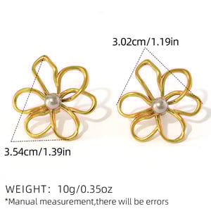 1 Paar einfache natürliche Blume Edelstahl Gold Farbe Damen Ohrstecker h5 Bild2