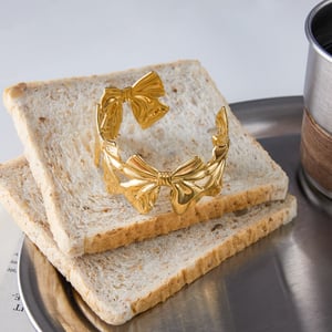1 Piece Sophisticated Bow Knot Stainless Steel Gold Color Women's Cuff Bracelets h5 Picture5