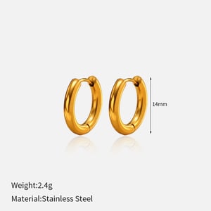 1 Pair Simple Stainless Steel Gold Color Hoop Earrings h5