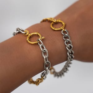 1 Piece  Casual Mixed Gold Color And Silver Colors Stainless Steel Women's Chain Bracelets h5 Picture6