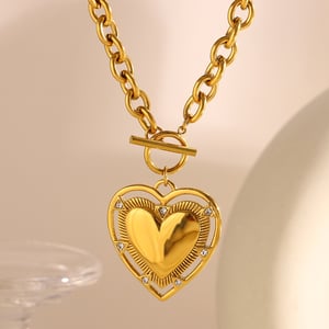 1 Piece Delicate Heart Stainless Steel Gold Color Women's Pendant Necklaces h5 Picture3