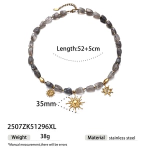 1 Piece Flower Sun Acrylic Gold Color Beaded Necklace h5