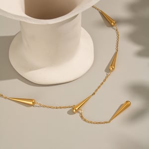 Droplet Stainless Steel Gold Color Necklace Set h5 Picture3