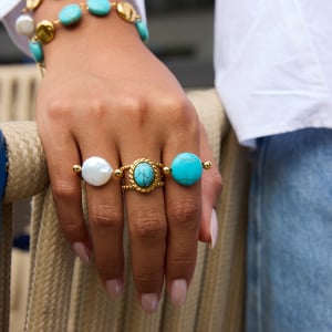 Annular Calaite Beads Stainless Steel Gold Color Women's Jewelry Sets h5 Picture5