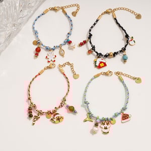 1 Piece Christmas Series Cartoon Stainless Steel Gold Color Women's Charm Bracelets h5 Picture3
