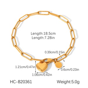 1 Piece Simple Heart Stainless Steel Gold Color Women's Chain Bracelets h5 Picture2
