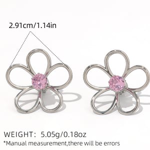 1 Pair Simple  Natural Flower Stainless Steel   Women's Stud Earrings h5 Picture2