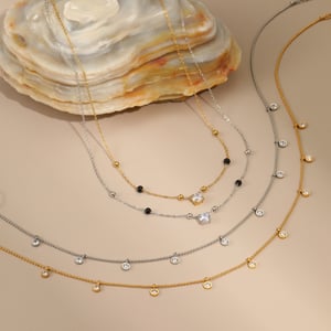 1 Piece Simple Elegant Circle Rectangle Stainless Steel   Women's Chain Necklaces h5 Picture3