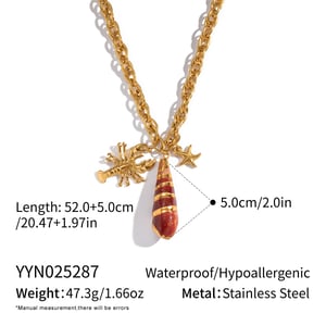 1 Piece Natural Shell Stainless Steel Pendant Necklace h5