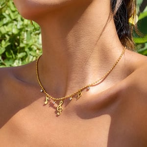 Designable Note Stainless Steel Gold Color Women's Jewelry Sets h5 Picture5