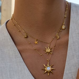 Klassische Sonne Edelstahl Gold Farbe Damen Schmuck Sets h5 Bild8