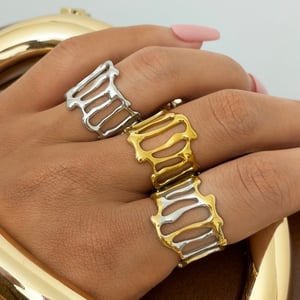 1 Piece Daily Irregular Shape Stainless Steel Gold Color Statement Rings h5 Picture6
