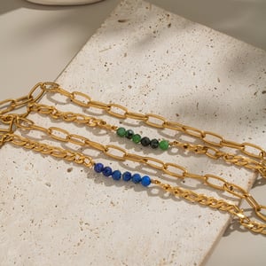 1 Piece Natural Stone Beads Stainless Steel Beaded Bracelet h5 Picture2