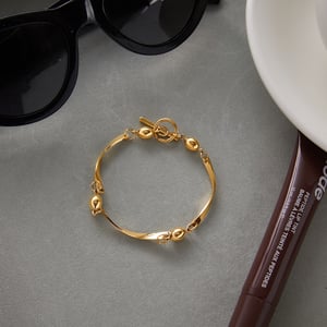 1 Piece Modern Wavy Line Stainless Steel Gold Color Women's Chain Bracelets h5 Picture7