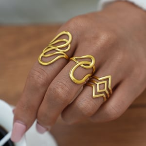 1 Piece Simple Irregular Shape Lines Stainless Steel Women's  Statement Rings h5 Picture4