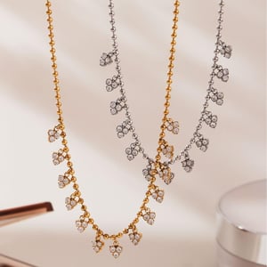 Romantic Heart Tassel Circle Stainless Steel Gold Color Zircon Women's Jewelry Sets h5 Picture2