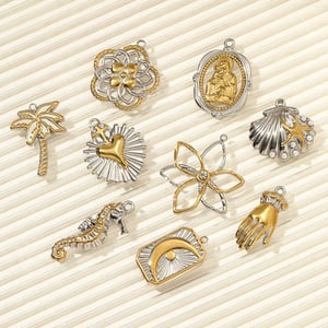 1 Piece Flower Mixed Gold Color And Silver Colors Stainless Steel Women's Pendants h5 Picture5