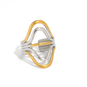 1 Stück einfache unregelmäßige Form Edelstahl Gold Farbe Damen Statement Ringe h5 