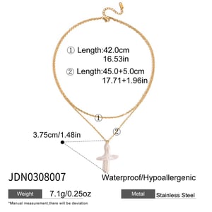 1 Piece Elegant Cross Stainless Steel Gold Color Pearl Women's Pendant Necklaces h5 Picture2
