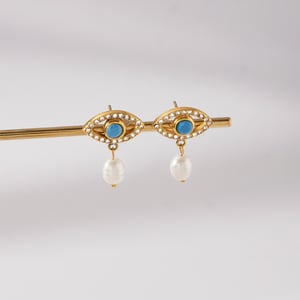 1 Pair Radiant Devil's Eye Stainless Steel Gold Color Acrylic Women's Drop Earrings h5 Picture4