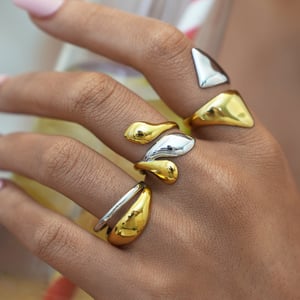 1 Piece  Mixed Gold Color And Silver Colors Stainless Steel Women's Statement Rings h5 Picture4