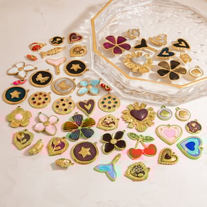 1 Piece Retro Flower Stainless Steel Gold Color DIY Pendant h5 Picture4