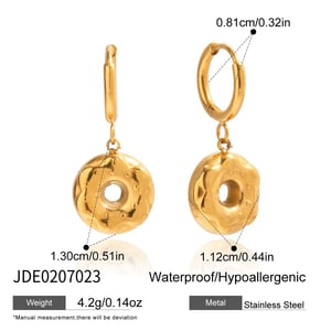 1 Pair Romantic Doughnut Stainless Steel Gold Color Women's Drop Earrings h5 Picture2