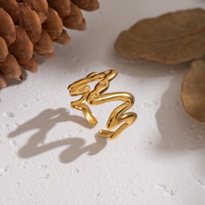 1 Piece Irregular Shape Stainless Steel Gold Color Minimalist Ring h5 Picture4