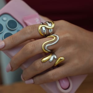 1 Piece  Simple Irregular Shape Stainless Steel  Gold Color Women's Statement Rings h5 Picture6