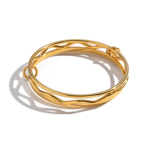 Circle Stainless Steel Gold Color Bangles h5 Picture6