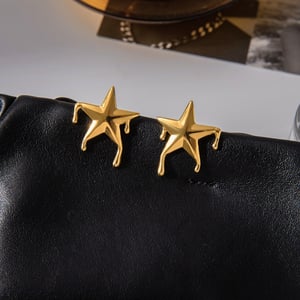 1 Pair Designable Star Stainless Steel Gold Color Women's Stud Earrings h5 Picture6
