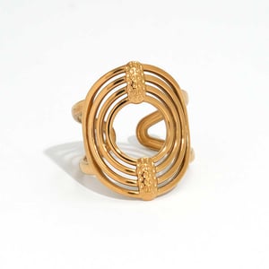 1 Piece  Casual Circle Stainless Steel   Gold Color  Women's Statement Rings h5