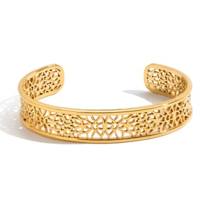 1 Piece Intricate Hollowed-out Stainless Steel Gold Color Women's Cuff Bracelets h5