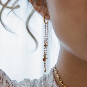 1 Pair Romantic Series Heart Stainless Steel Gold Color Women's Dangle Earrings h5 Picture4