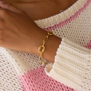 1 Piece Classic Circle Stainless Steel Gold Color Women's Chain Bracelets h5 Picture4