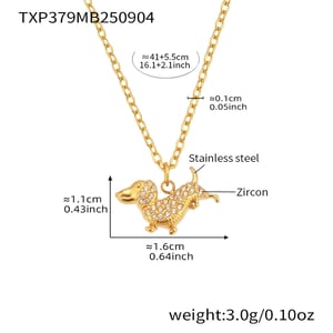 Cute Dachshund Stainless Steel Gold Color Zircon Women's Jewelry Sets h5