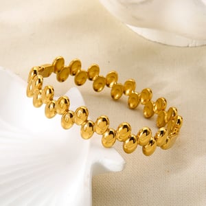 1 Stück Tägliche Patchwork Edelstahl Gold Farbe Damen Armreifen h5 Bild3