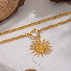 1 Piece Sun Stainless Steel Gold Color Pendant Necklace h5 Picture2