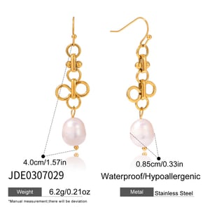 1 Pair Elegant Droplet Stainless Steel Gold Color Pearl Women's Drop Earrings h5 Picture2