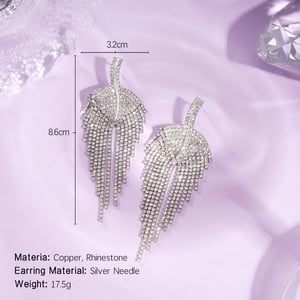 1 Pair Festive Series Tassel Leaf Copper Dangle Earrings h5