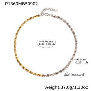 1 Piece Twist Mixed Gold&Silver Colors Stainless Steel Women's Chain Necklaces h5 Picture2